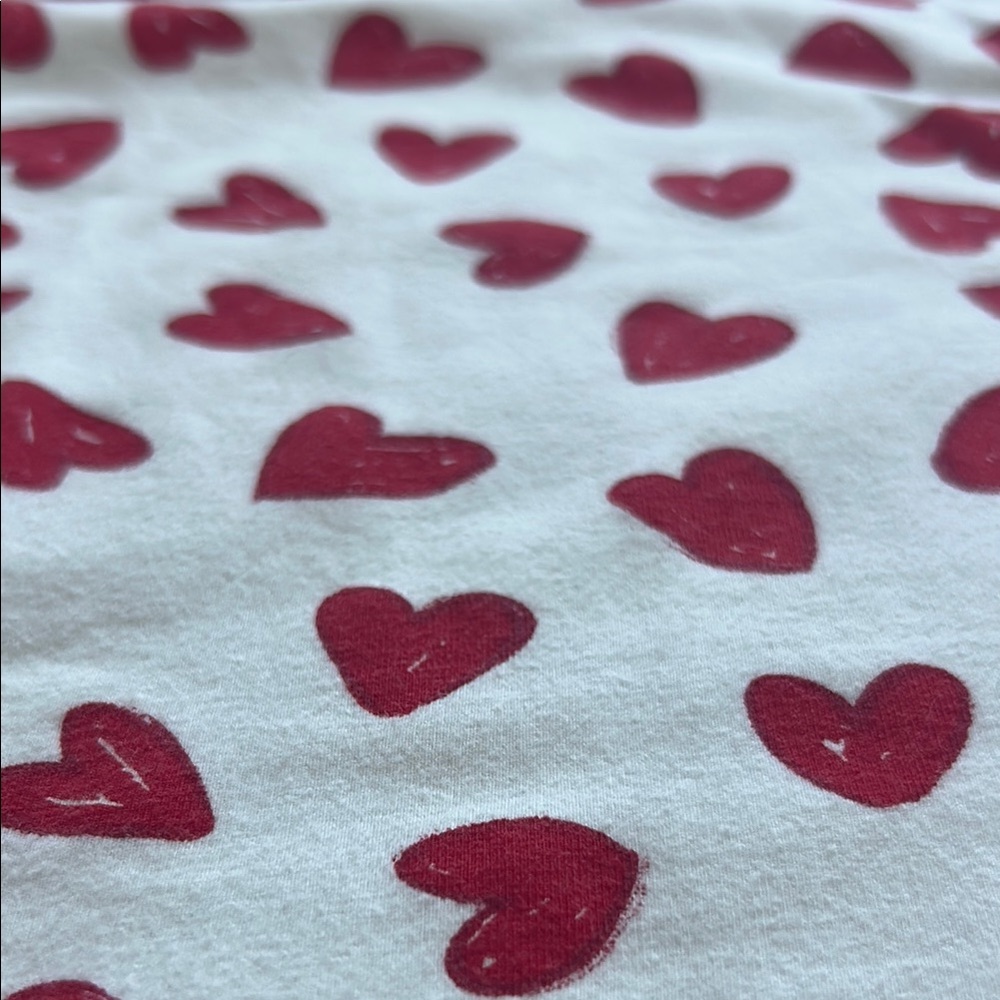 Zara Red and White Heart Pattern Short Sleeve Tee - Picture 4 of 6